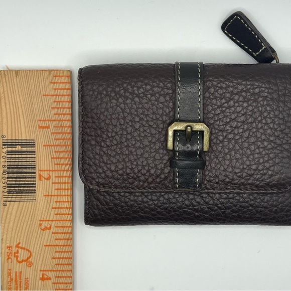 Adrienne Vittatini  Brown Wallet With Buckles Pebbled Leather Faux Vintage - Picture 5 of 8